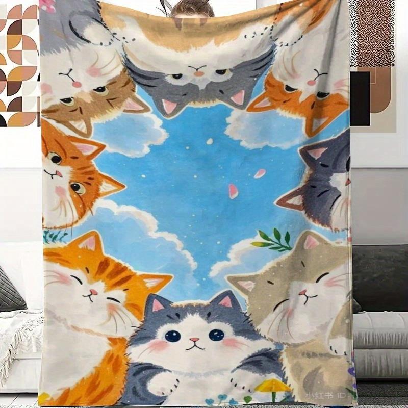 Cute cat face pattern Flannel  - Home Textiles Face Towel ulasan dan harga