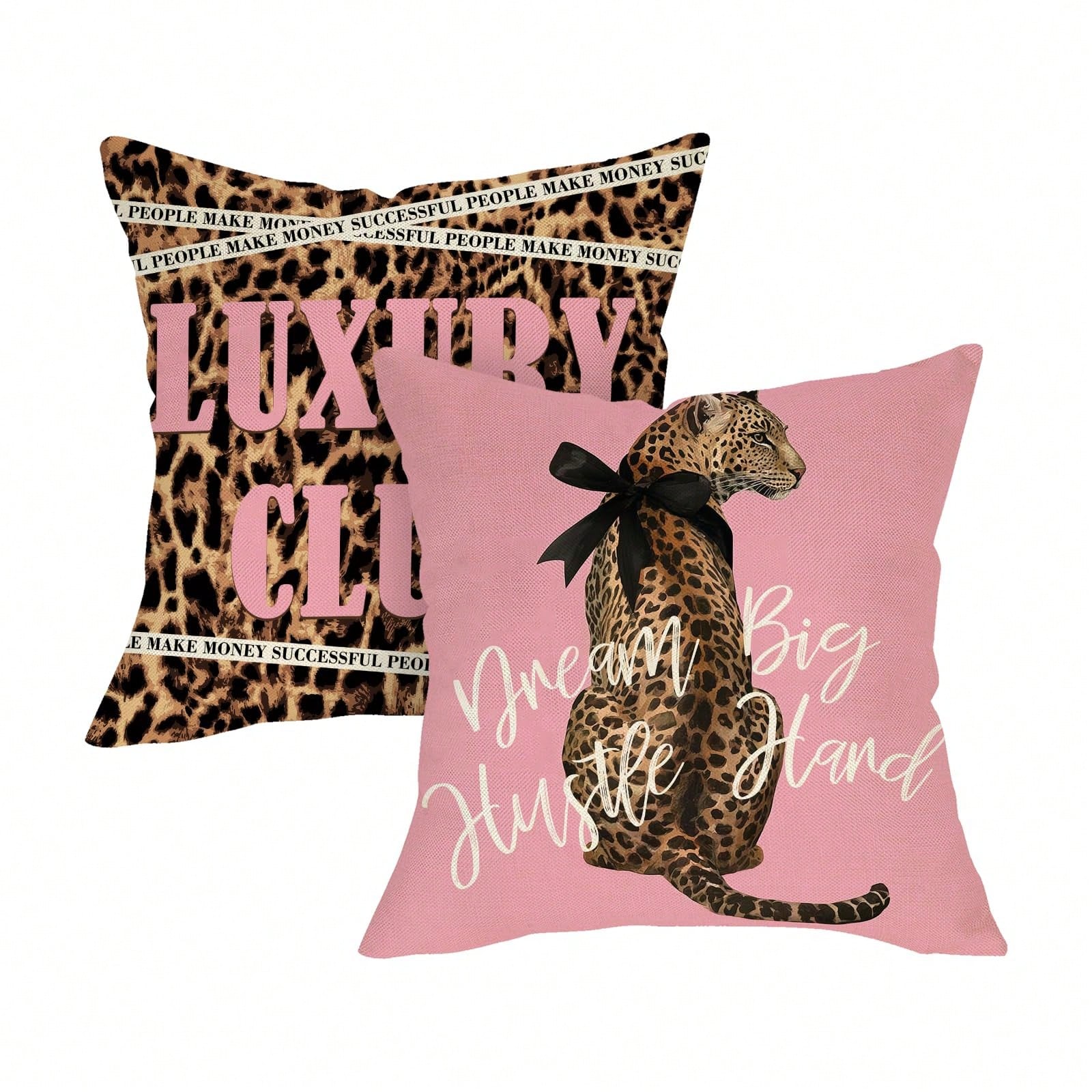 2pcs Leopard Print Pink Decora - Pillow Insert 18X18 ulasan dan harga